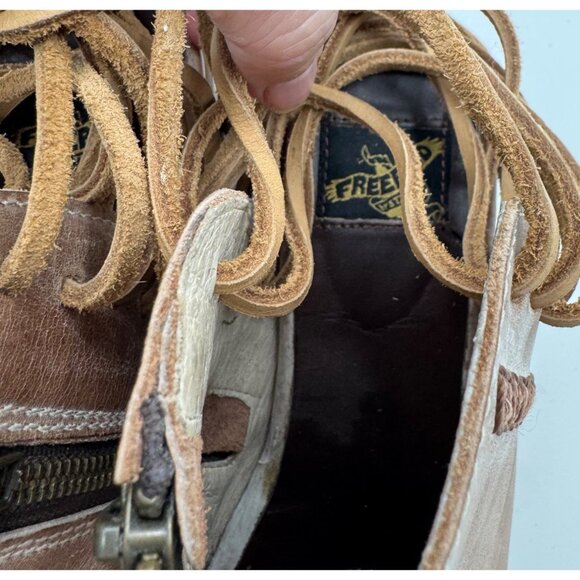 Freebird by Steven Brown Leather Jojo Ankle Boots With Side Zippers & Lace Detai - Picture 10 of 10